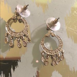 10kt white gold dream catcher post. with crystals